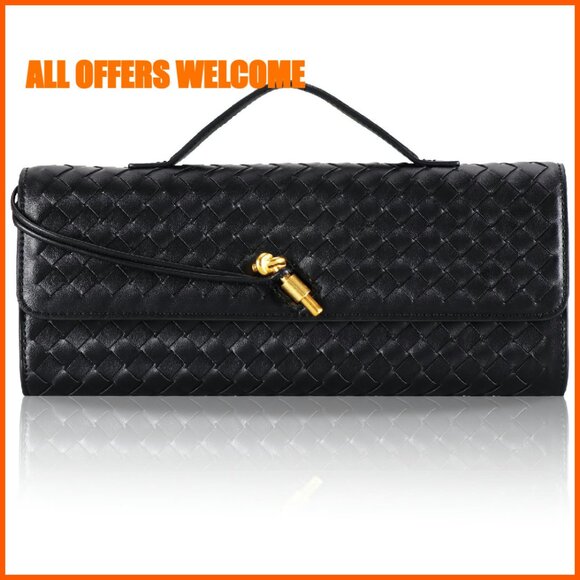 Woven PU Leather Evening Clutch Purse 11.8\